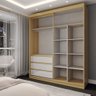Guarda-roupa Solteiro Rosário 100% Mdf 3 Portas 3 Gavetas Castanho/off White - Panorama Móveis - 2