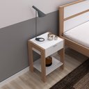 Ver mais imagens de Kit 02 Mesa de Cabeceira Com Tomada 1 Gaveta AZ1016 Amendoa Branco Tecno Mobili