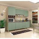 Ver imagem 1 de Armário de Cozinha Completa 5 Peças sem Tampo de 120 Legno Crema com Verde Jade Luci Luciane Móveis
