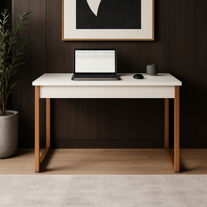 Escrivaninha Industrial Plus Mesa Home Office Branco - Rede Móveis