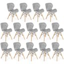 Ver imagem 1 de Kit 14 Cadeiras de Jantar Charles Eames Slim Wood Estofada - Cinza