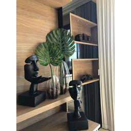 Escultura Estátua Rosto Humano Arte Moderna Beijo Face Luxo 55cm:preto Brilho - 3
