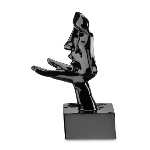 Escultura Estátua Rosto Humano Arte Moderna Beijo Face Luxo 55cm:preto Brilho