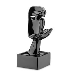 Escultura Estátua Rosto Humano Arte Moderna Beijo Face Luxo 55cm:preto Brilho - 2