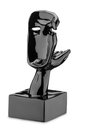 Ver imagem 2 de Escultura Estátua Rosto Humano Arte Moderna Beijo Face Luxo 55cm:preto Brilho