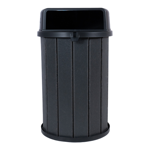 Lixeira Mbs Ecológica Madeira Plástica 100L Coleta Seletiva:Cinza Ébano/Tempa Preto