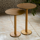 Ver imagem 2 de Kit Duas Mesinhas Laterais Redonda Vintage - Madeira Maciça