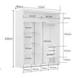Guarda-Roupa Solteiro Qualita 2 Portas 3 Gavetas com Espelho 100% Mdf Branco - - 4
