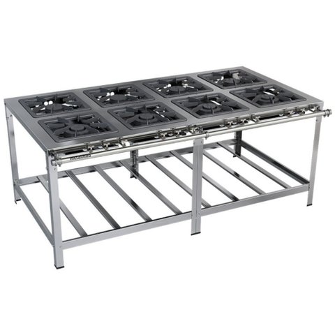 Fogão Industrial Stori Premium 8 Bocas 40x40 M16 Aço Inox 430 Metalmaq