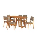 Ver imagem 2 de Conjunto Sala de Jantar Dora em Madeira Maciça 6 Cadeiras Linho Fendi
