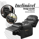 Ver imagem 3 de Cadeira Poltrona do Papai Descanso Reclinável Corino Preto Quarto Sala Decoração