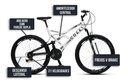 Ver imagem 5 de Bicicleta Gps 148 Dupla Suspensão e Freios V-brake, Aro 26 Aero, 36 Raias, 21 Marchas Colli Branco