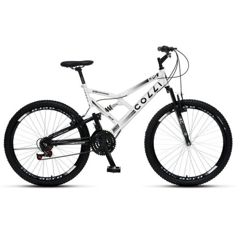 Bicicleta Gps 148 Dupla Suspensão e Freios V-brake, Aro 26 Aero, 36 Raias, 21 Marchas Colli Branco