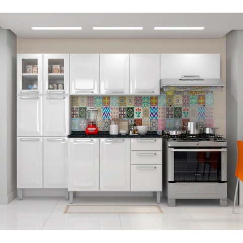 Cozinha Itatiaia Tarsila Compacta 4 Pecas 2 Vidros Branca Paneleiro 80 cm