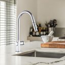 Ver imagem 2 de Torneira Cozinha Monocomando,40cm, Metal Inox, Bico Extensor Acabamento: Premium; Cor: Prata