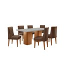 Ver imagem 2 de Mesa de Jantar Eloise 180cm Tampo Mdf com Vidro 6 Cadeiras Veludo Marrom Off White Naturale