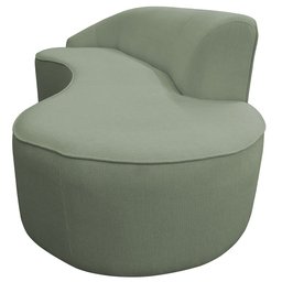 Sofá Curvo 03 Lugares 210cm Braço Direito Eron Bouclê Verde Claro - CasaePoltrona - 7