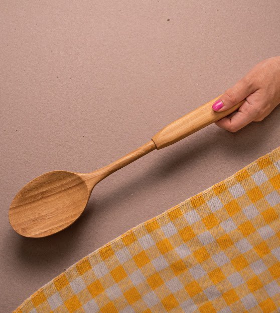 CONJ 5 UTENSÍLIOS COZINHA EM BAMBU NATURAL C/ CABO GRANDE - 4