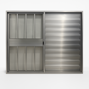 Veneziana 3 Folhas Aluminio Brilhante com Grade 1,00x1,20