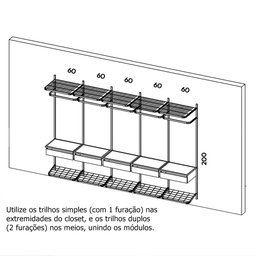 Guarda Roupa Closet Aramado Modulado Gaveta Mdf 3,10m Pt - 2