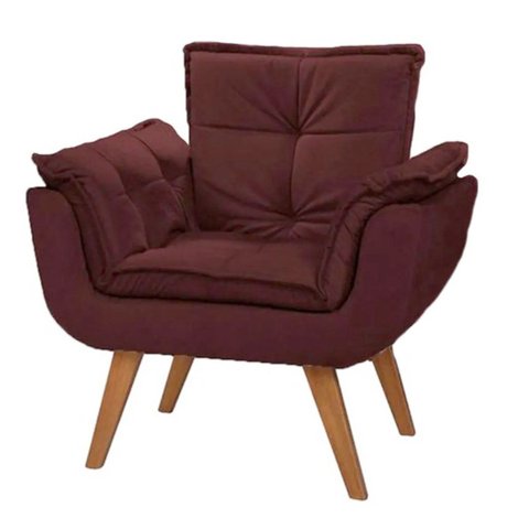 Poltrona Decorativa Mona Luxo Suede Marsalla Recepção