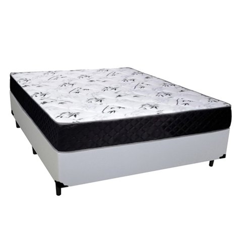 Cama Box Casal + Colchão Espuma D33 com EPS Acolchões Suede 70x138x188:Branco