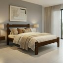 Ver imagem 1 de Cama Casal Madeira Maciça Resistente Castanho