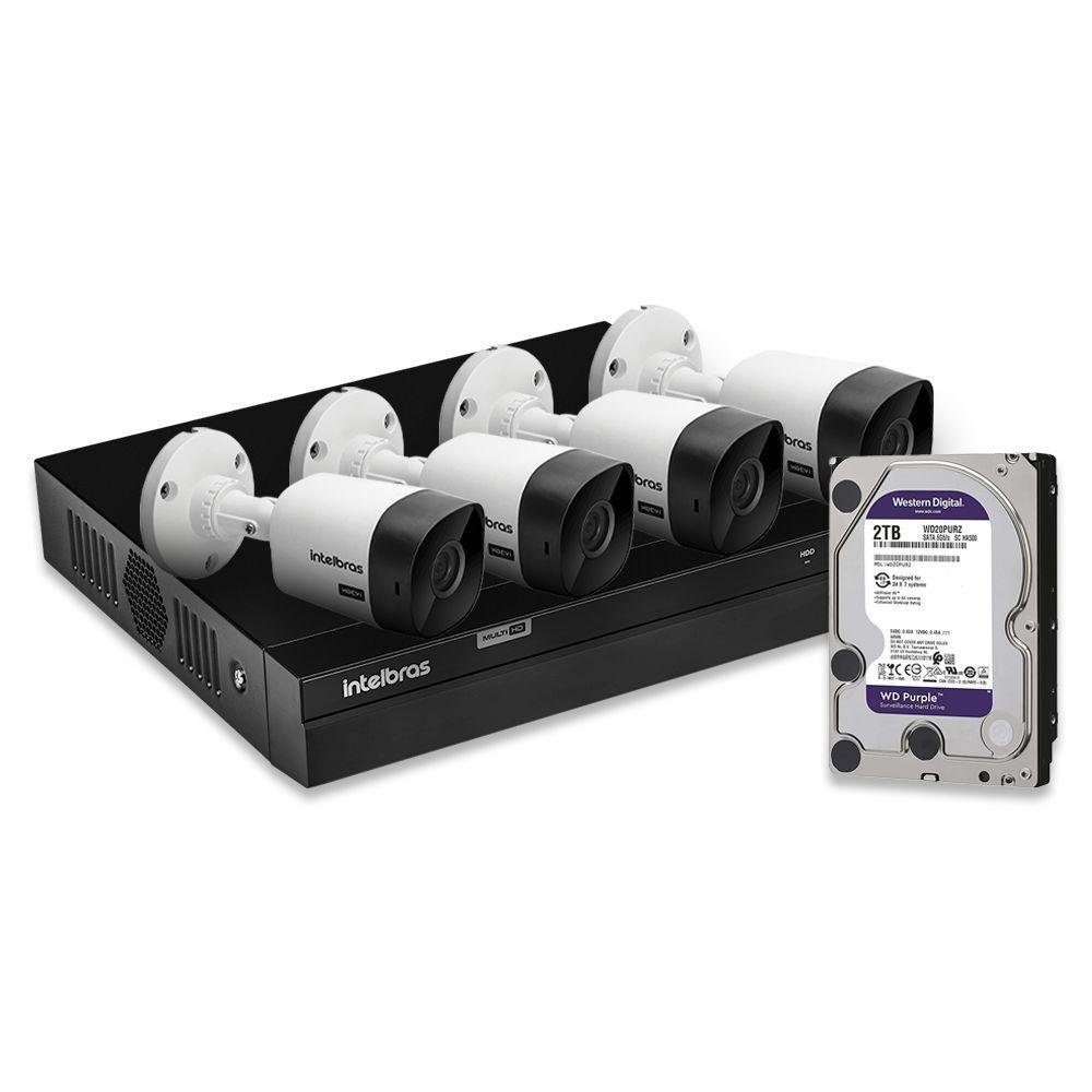 Kit 4 Câmeras de Segurança Intelbras Full Hd 1080p com Dvr Mhdx 1204 1080p com Hd 2tb Purple - 2