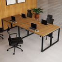 Ver imagem 1 de Mesa Escritório Plataforma Trabalho 4 Lugares 2,80m x 1,20m Pés Metal 100% MDF Industrial Executive