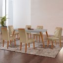 Ver imagem 1 de Mesa de Jantar Copper 180cm Tampo Mdf Vidro Canto Copo e 6 Cadeiras Melissa