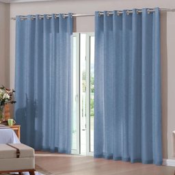 Cortina Rústica 300x250 Azul Claro Ilhós Cromado Admirare - 4