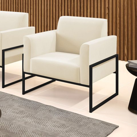 Poltrona Sala Decorativa Marisa Industrial Alta Preto Veludo D03 - D’Rossi