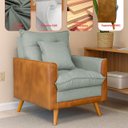 Ver imagem 4 de Poltrona Sofá Reclinável Londres Corino Nozes e Linho Cinza Conforto Plumante Ultramacio - Arkell