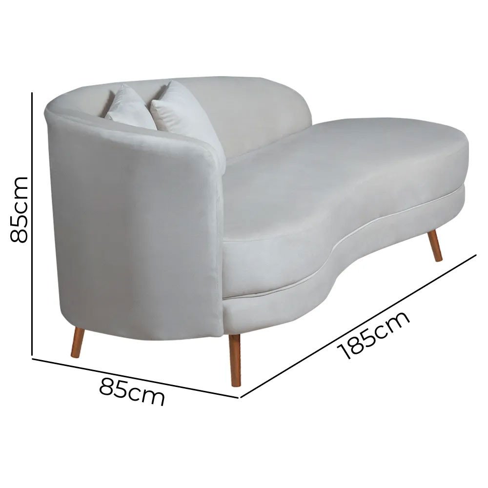 Chaise Longue Divã Emili em Madeira de Reflorestamento 160cm Veludo Shop Das Cabeceiras - 3