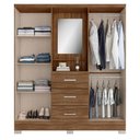 Ver imagem 3 de Guarda Roupa Roma 4 Portas, 3 Gavetas, com Espelho e Pés Inclusos - Carraro Móveis