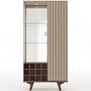 Ver imagem 2 de Cristaleira para Sala de Jantar com Adega 2 Portas Vidro Ripada Toscânia B02 Fendi Carvalho - Lyam