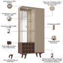 Ver imagem 5 de Cristaleira para Sala de Jantar com Adega 2 Portas Vidro Ripada Toscânia B02 Fendi Carvalho - Lyam