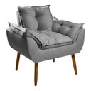 Ver imagem 2 de Kit Poltrona Amamentação Sala Estar Quarto Decorativa Cor Cinza Conforto Perfeito + Puff - Mr Deluxe