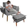 Kit Poltrona Amamentação Sala Estar Quarto Decorativa Cor Cinza Conforto Perfeito + Puff - Mr Deluxe - 1