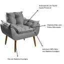 Ver imagem 4 de Kit Poltrona Amamentação Sala Estar Quarto Decorativa Cor Cinza Conforto Perfeito + Puff - Mr Deluxe