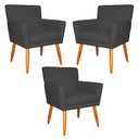 Ver imagem 1 de Kit 3 Poltronas Decorativa para Sala de Estar Cecília Suede Cinza - Montanaris Decor Md Montanaris D