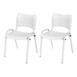 Cadeira Iso Base Branco Igreja, Escola, Escritório - Branco - Kit 2 Peças - 2