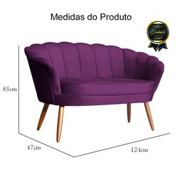 Sofá Pétala 2 lugares Veludo Roxo Visalar Móveis - 5