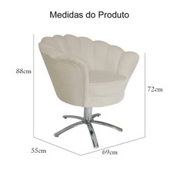Poltrona Pétala com Pés Metal Giratórios Suede - 5