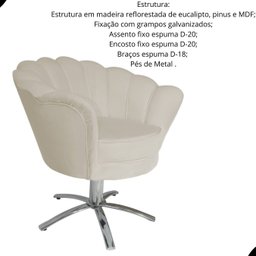 Poltrona Pétala com Pés Metal Giratórios Suede - 2