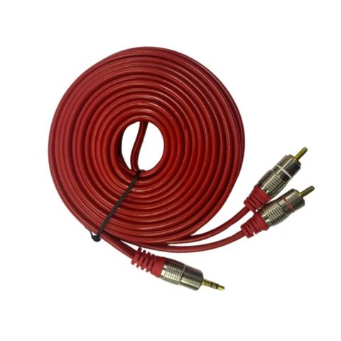 Cabo Áudio P2 St + 2 Rca Gold Fitz 5m Vermelho Profissional