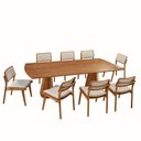 Ver imagem 2 de Sala de Jantar Mesa Noronha 220cm Madeira Tampo Barril Laminado com 8 Cadeiras Eva