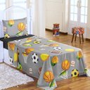 Ver imagem 1 de Jogo De Cama Lençol Solteiro Infantil 3 Pecas - Futebol Cinza Enxovais Aquarela