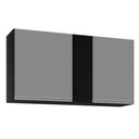Ver imagem 1 de Armário Aéreo 100cm 2 Portas Indiana Preto/Cinza - Lumil Móveis