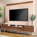 Ver imagem 2 de Estante Painel de Tv 85 Pol 220cm Évora H01 Castanho/off White - Mpozenato
